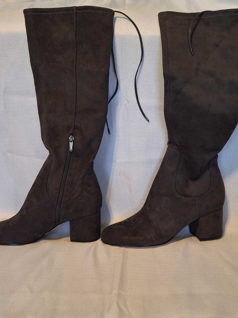 Sam Edelman VINNEY Women's Gray Knee High Riding Boots Almond Toe Lace Zip 11M